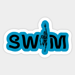 girl SWIM total fish! Sticker